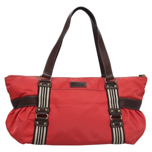 BURBERRY Blue Label Tote Bag Nylon Red Auth - Picture 2 of 16